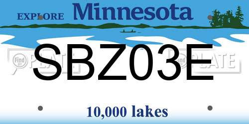SBZ03E Minnesota License Plate