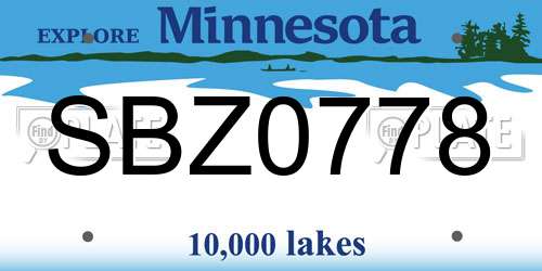 SBZ0778 Minnesota License Plate