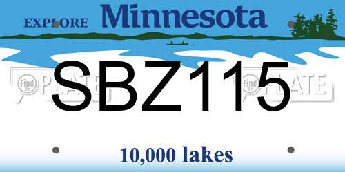 SBZ115 Minnesota License Plate