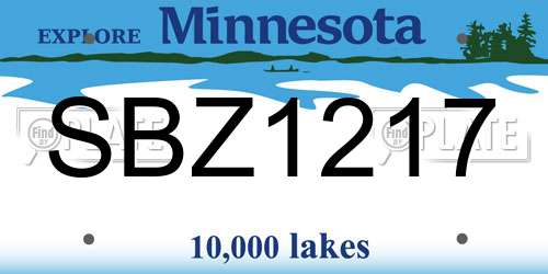 SBZ1217 Minnesota License Plate