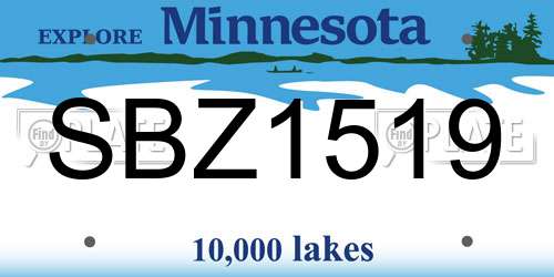 SBZ1519 Minnesota License Plate
