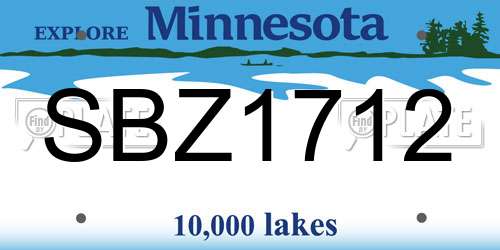 SBZ1712 Minnesota License Plate