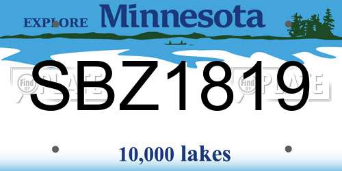 SBZ1819 Minnesota License Plate