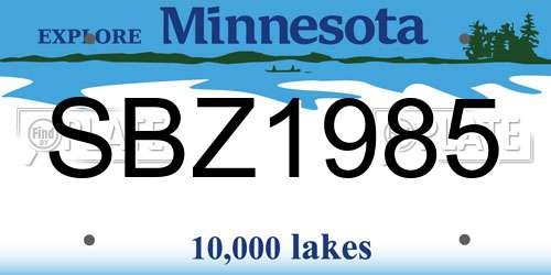 SBZ1985 Minnesota License Plate
