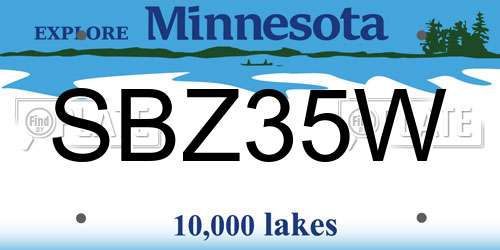 SBZ35W Minnesota License Plate