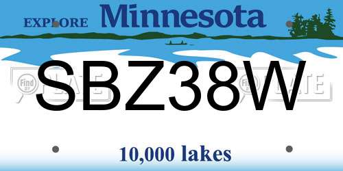 SBZ38W Minnesota License Plate