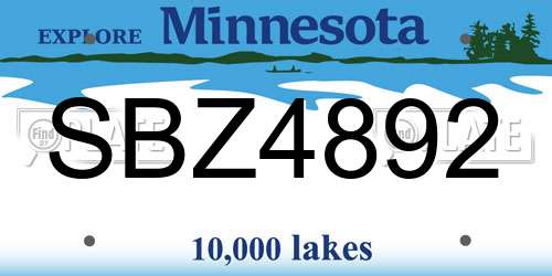 SBZ4892 Minnesota License Plate
