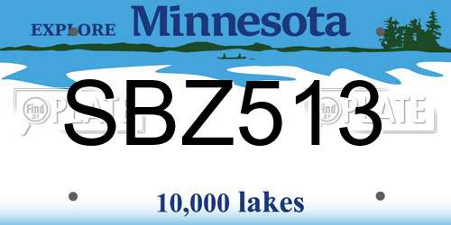 SBZ513 Minnesota License Plate