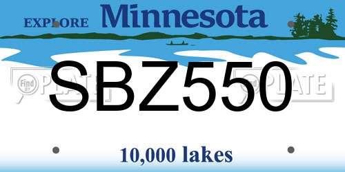 SBZ550 Minnesota License Plate