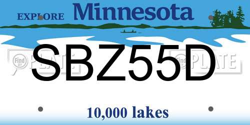 SBZ55D Minnesota License Plate