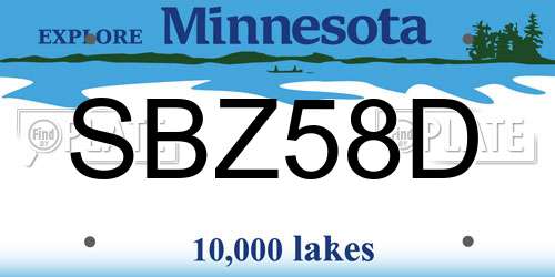 SBZ58D Minnesota License Plate
