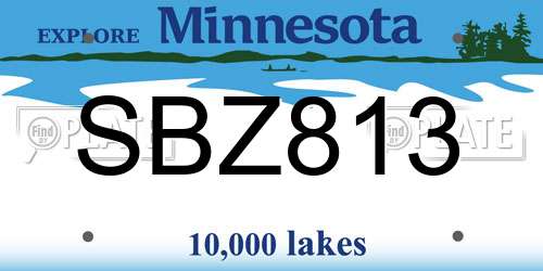 SBZ813 Minnesota License Plate