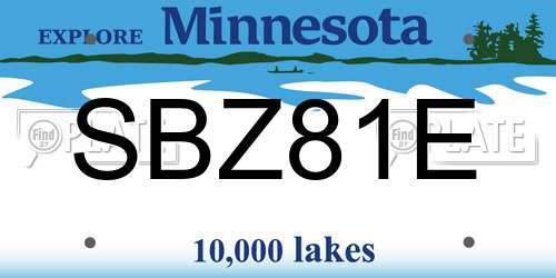 SBZ81E Minnesota License Plate