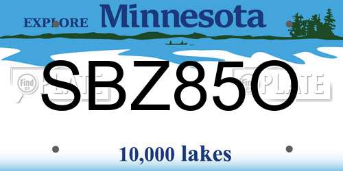 SBZ85O Minnesota License Plate