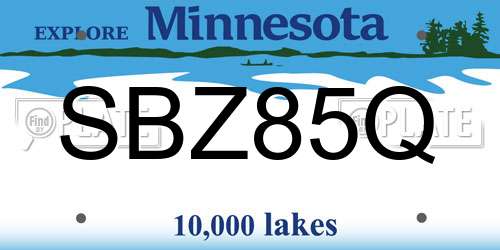 SBZ85Q Minnesota License Plate