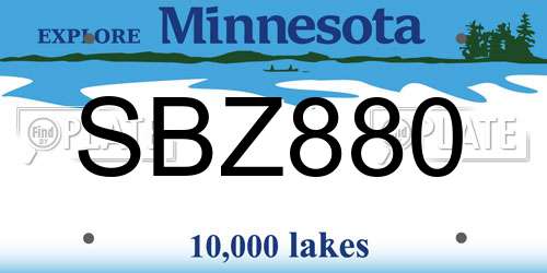 SBZ880 Minnesota License Plate