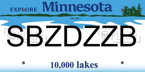 SBZDZZB Minnesota License Plate