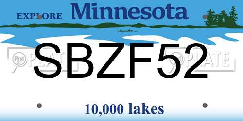 SBZF52 Minnesota License Plate