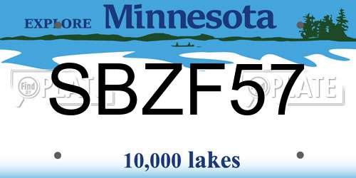 SBZF57 Minnesota License Plate