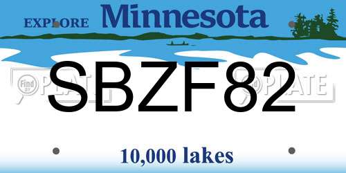SBZF82 Minnesota License Plate