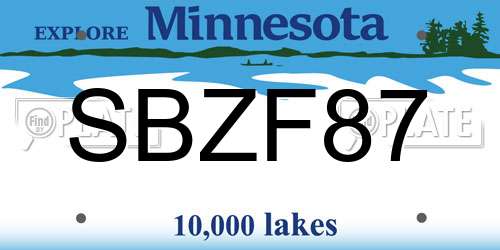 SBZF87 Minnesota License Plate