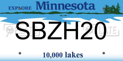 SBZH20 Minnesota License Plate