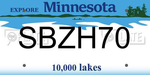SBZH70 Minnesota License Plate