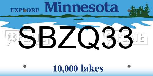 SBZQ33 Minnesota License Plate
