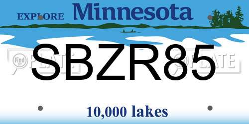 SBZR85 Minnesota License Plate