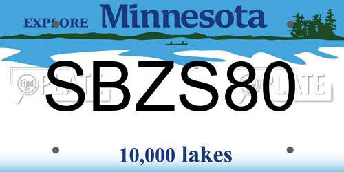 SBZS80 Minnesota License Plate