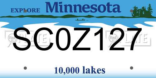 SC0Z127 Minnesota License Plate