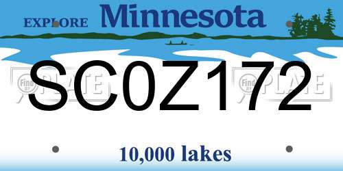 SC0Z172 Minnesota License Plate