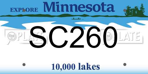 SC260 Minnesota License Plate