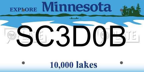 SC3D0B Minnesota License Plate