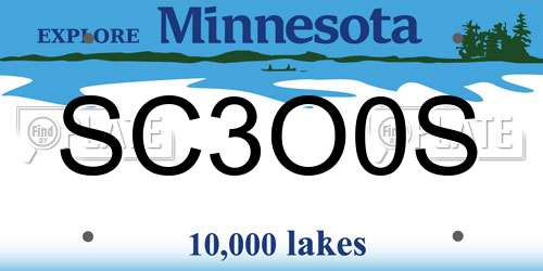 SC3O0S Minnesota License Plate