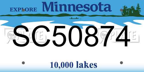 SC50874 Minnesota License Plate