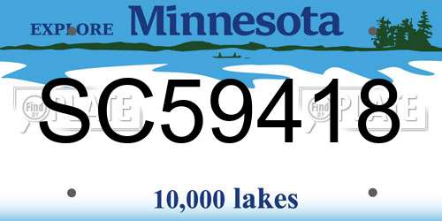 SC59418 Minnesota License Plate