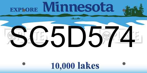 SC5D574 Minnesota License Plate