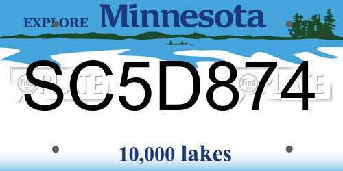 SC5D874 Minnesota License Plate