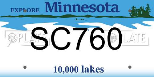 SC760 Minnesota License Plate