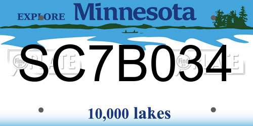 SC7B034 Minnesota License Plate