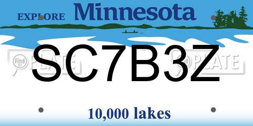 SC7B3Z Minnesota License Plate