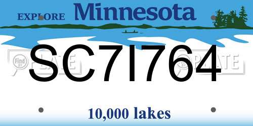 SC7I764 Minnesota License Plate