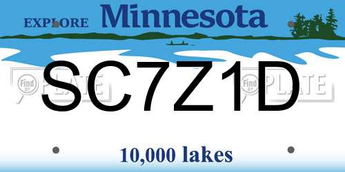 SC7Z1D Minnesota License Plate