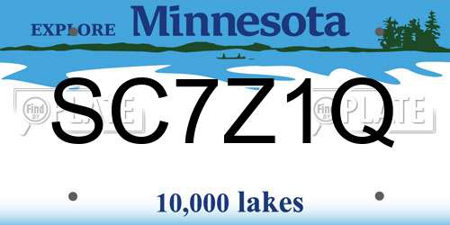 SC7Z1Q Minnesota License Plate