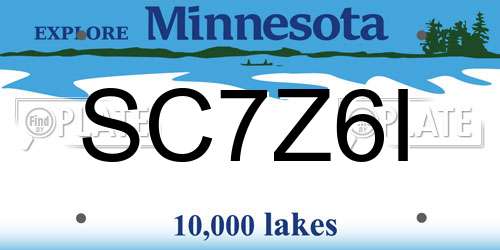 SC7Z6I Minnesota License Plate