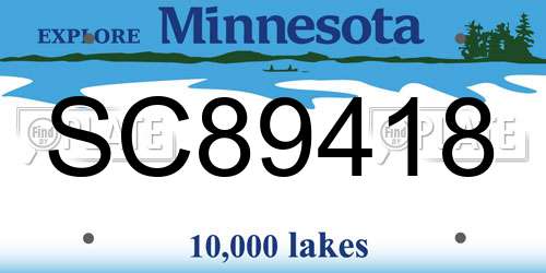 SC89418 Minnesota License Plate