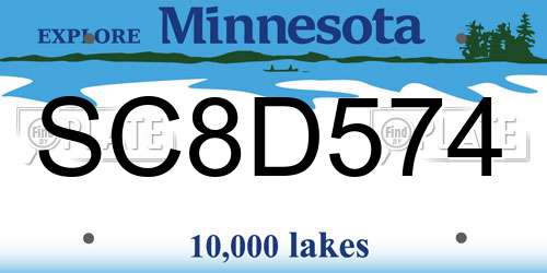 SC8D574 Minnesota License Plate