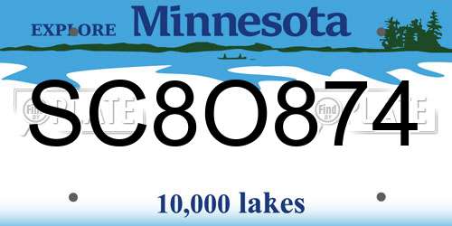 SC8O874 Minnesota License Plate
