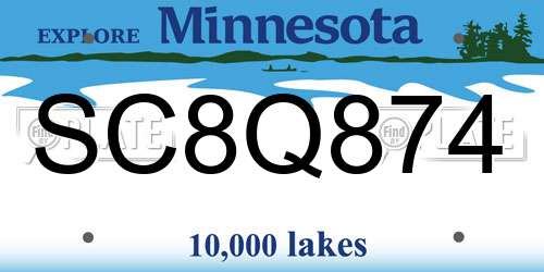 SC8Q874 Minnesota License Plate